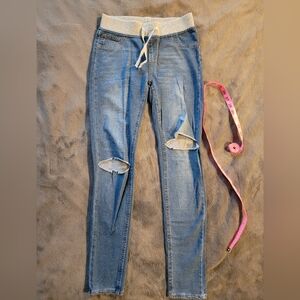 Arizona Brand Girls jean jeggings sz 14, distressed, comfort waistband